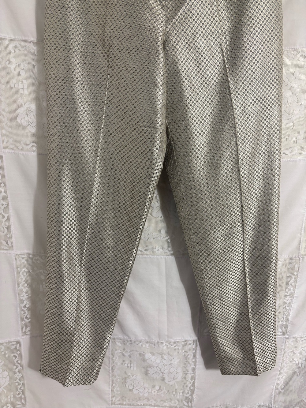100% Silk Metallic Textured Boho Chic High Rise Dress Pants Size 6 - Picture 10 of 14